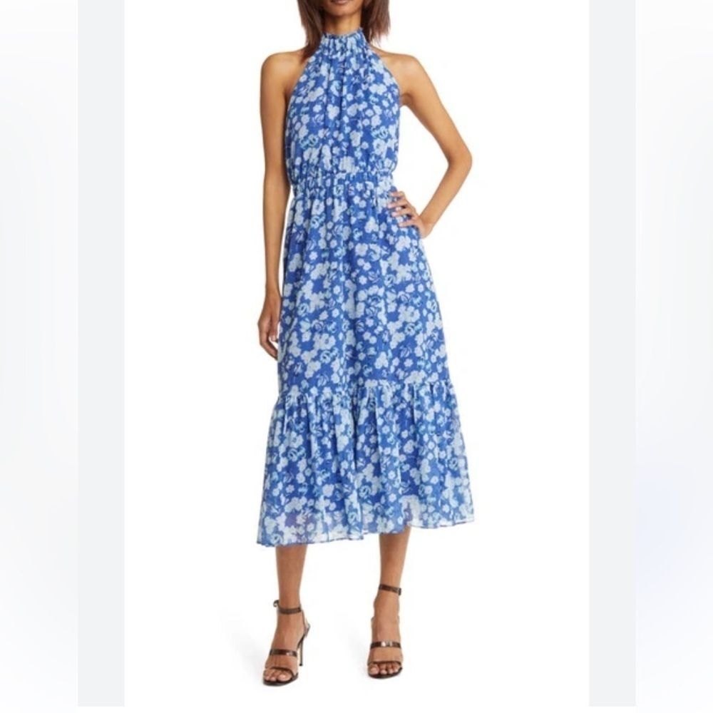 New! Chelsea28 blue surf ASTR floral strapless dress nwt 30975
